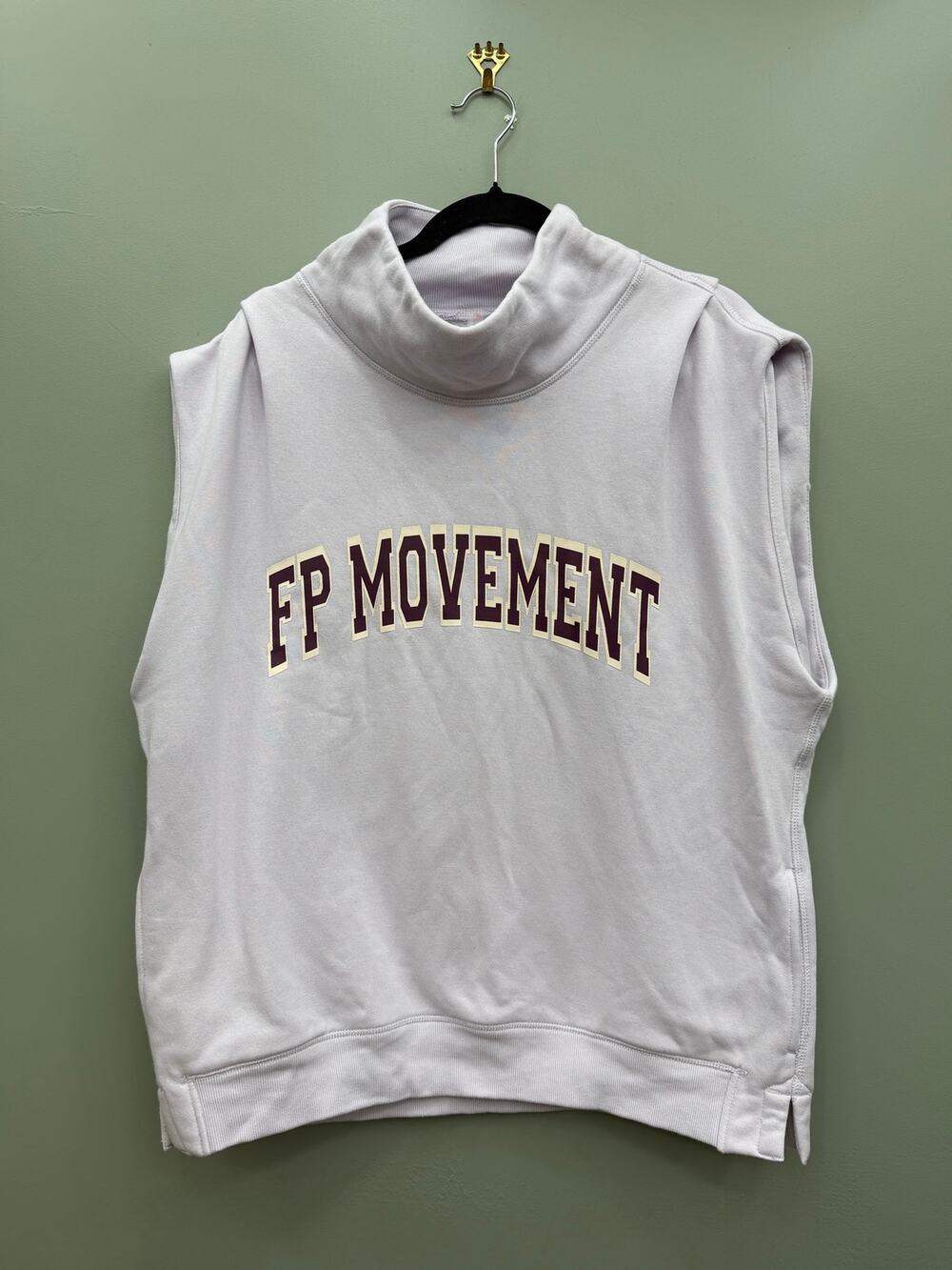 Free People FP Movement Victory Set Top S Oversized Varsity Sweatshirt lavendar